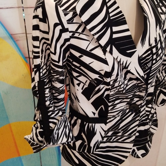 Leslie Stuart Tropical Palm Leaf Blazer Jacket - Picture 4 of 8